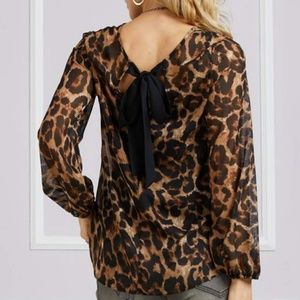 Fabulous Leopard Print Tie Back Twist Front Blouse